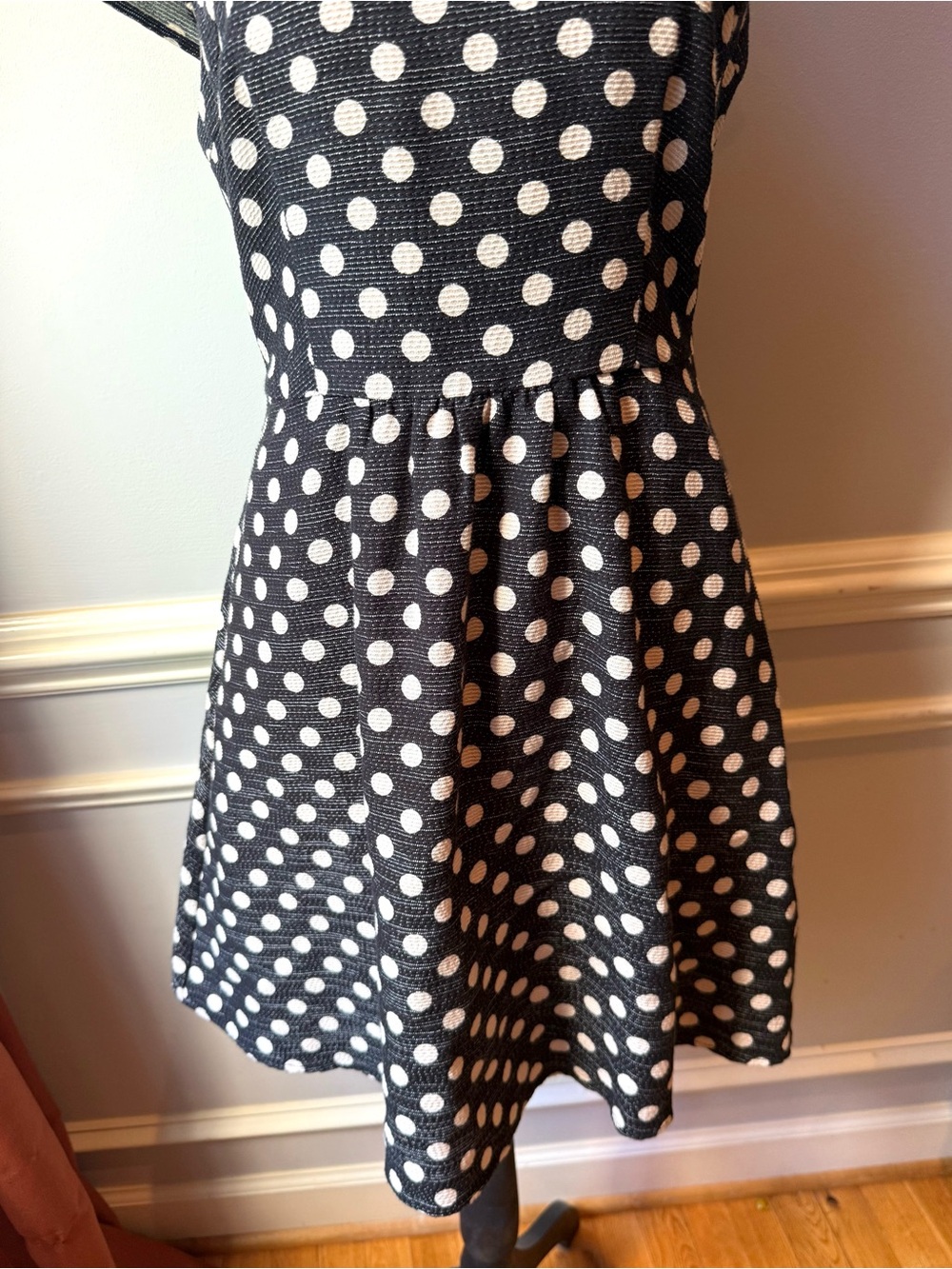 Maeve Anthropologie Polka Dot Fit & Flare Dress Lattice Cutout Detail Size 4 - Picture 5 of 12